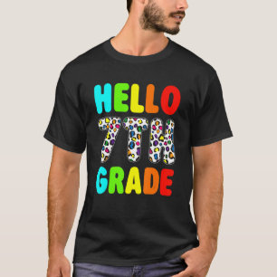 Camiseta Leopard Hello 7th Grade Back To School Cute Design
