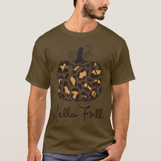 Camiseta Leopard Hello Fall Pumpkin Season Autumn Thanksgiv
