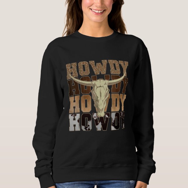 Camiseta Leopard Howdy Bull Skull Rodeo Texas Western Count (Frente)