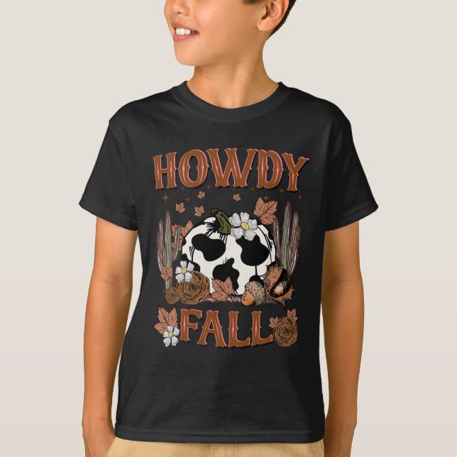 Camiseta Leopard Howdy Fall Western Pumpkin outono Tha (Frente)