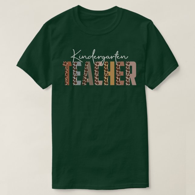 Camiseta Leopard Kindergarten Professor Engraçado Cargo Tít (Frente do Design)