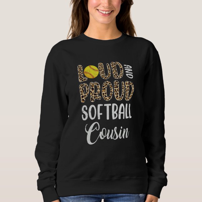 Camiseta Leopard Loud Proud American Softball Cousin Family (Frente)