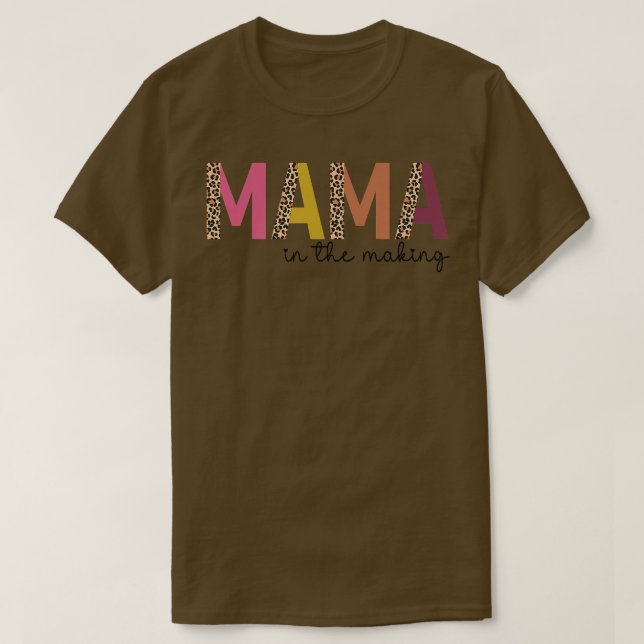 Camiseta Leopard Mama no Anúncio de Gravidez do Fazer (Frente do Design)