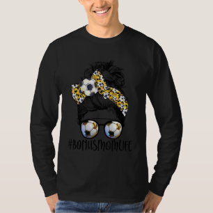Camiseta Leopard Mensagem Bun Bonus Mãe Futebol da vida Mãe