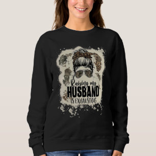 Camiseta Leopard Messy Bun Bleached Levantando Meu Marido É