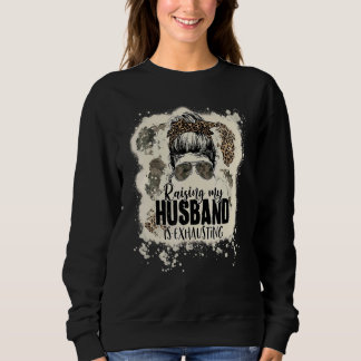 Camiseta Leopard Messy Bun Bleached Levantando Meu Marido É
