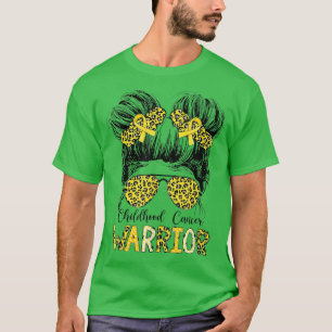 Camiseta Leopard Messy Bun Cancer Guerreiro, Dourado R