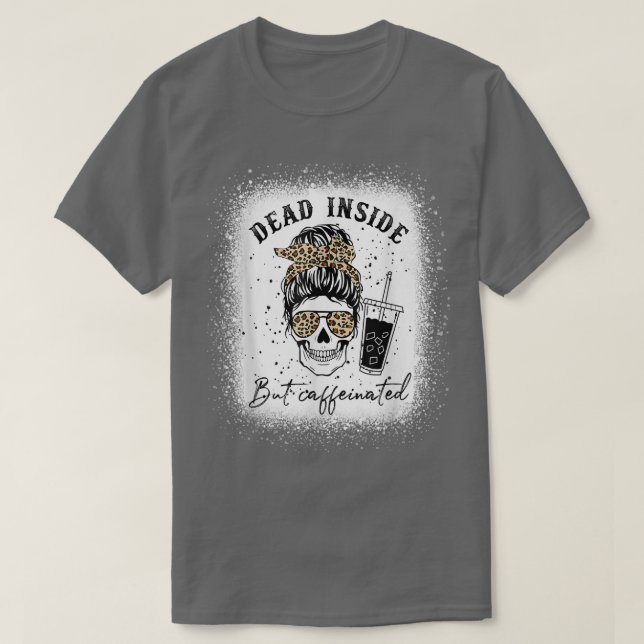 Camiseta Leopard Messy Bun Morto, Mas Caffeinado Moth (Frente do Design)