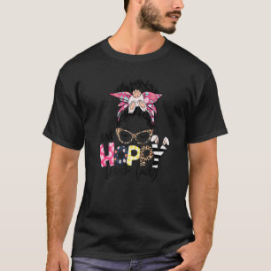 Camiseta Leopard Messy Bun One Hoppy Lunch Lady Happy Easte