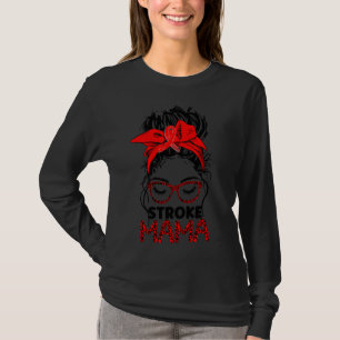 Camiseta Leopard Messy Hair Bun Stroke Awarness Sobrevivent
