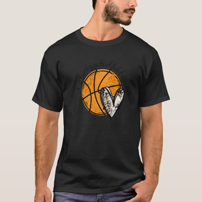 Camiseta Leopard Meu Coração Está Naquela Lua De Basquete D (Frente)