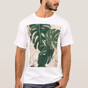 Camiseta Leopard Monstera: Vintage da Impressão da selva.