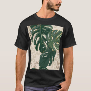 Camiseta Leopard Monstera: Vintage da Impressão da selva.