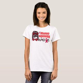 Camiseta Leopard Mulheres Cancer de Sangue Fita Vermelha