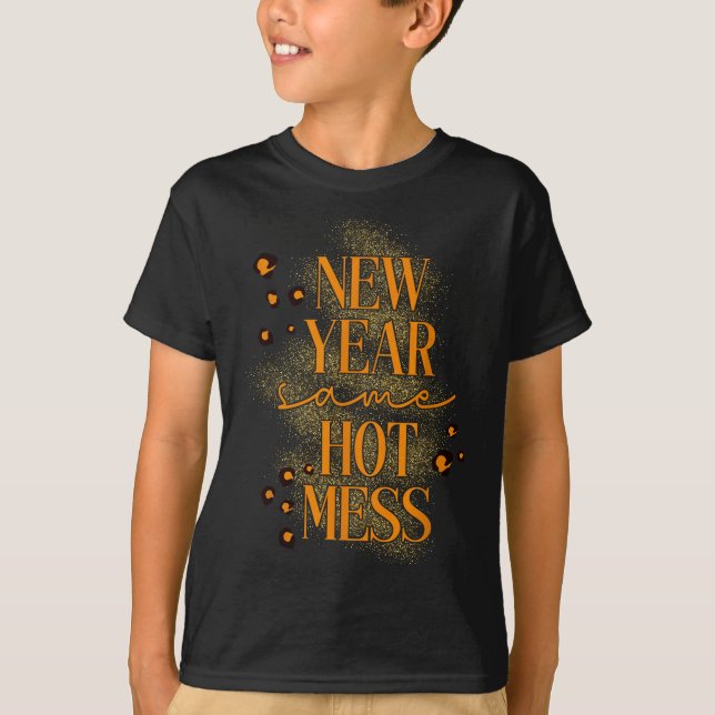Camiseta Leopard New Year Same Hot Mess New Year's Eve Reso (Frente)