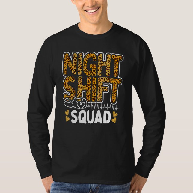 Camiseta Leopard Night Shift Nurse Squad Leo Nursing Apprec (Frente)