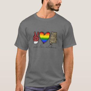 Camiseta Leopard Peace Love Alabama Heart LGBT Pride Cristo
