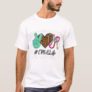 Camiseta Leopard Peace Love CMA Life Stethoscope School Nur
