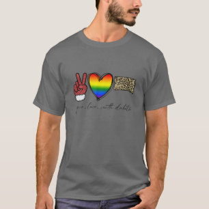 Camiseta Leopard Peace Love South Dakota Heart LGBT Pride C
