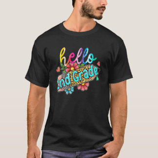 Camiseta Leopard Pencil Hello 2nd Grade Back To School Kids