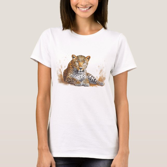 Camiseta Leopard Portrait Animal Art (Frente)