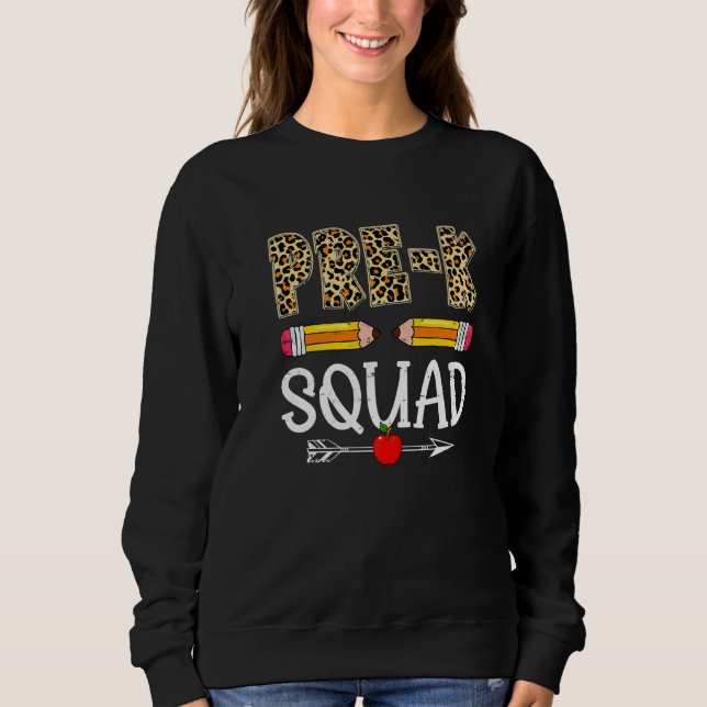 Camiseta Leopard Pre K Squad First Day Back To School (Frente)