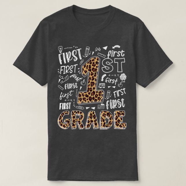 Camiseta Leopard Print 1rua Grau Crianças de Professores de (Frente do Design)