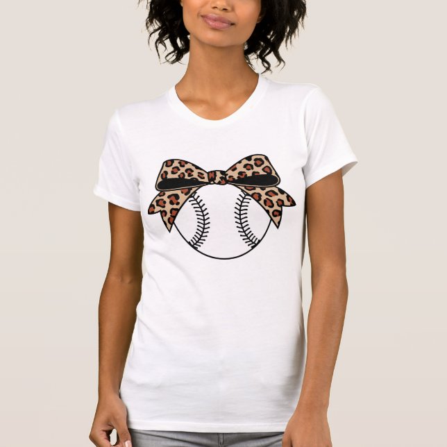 Camiseta Leopard Print Baseball Bow | Trendy Sports Design (Frente)