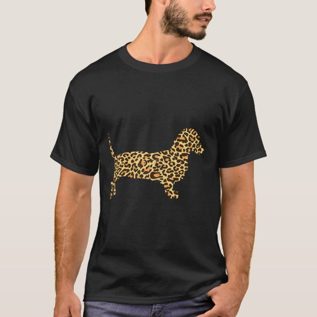 Camiseta Leopard Print Dachshund Weiner Sausage (Frente)