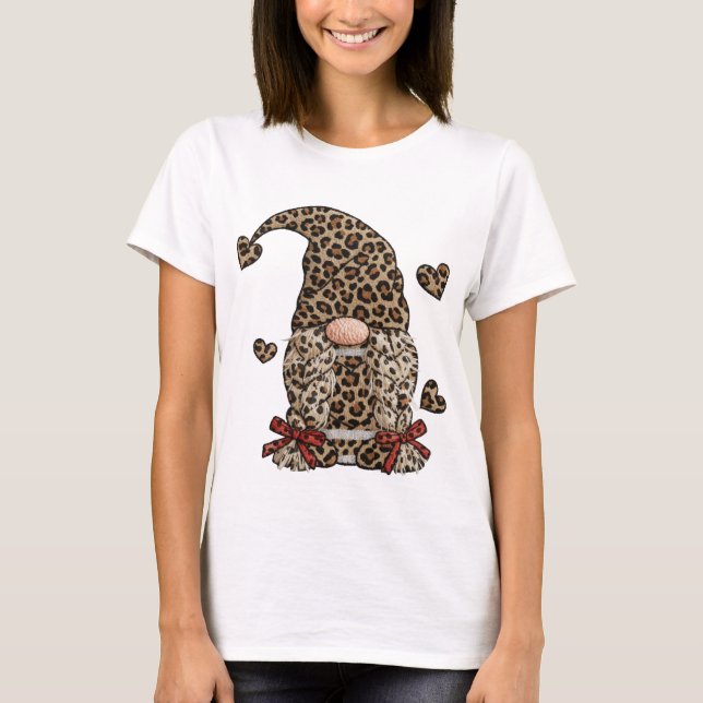 Camiseta Leopard Print Gnome PNG Sublimation Design Leopard (Frente)