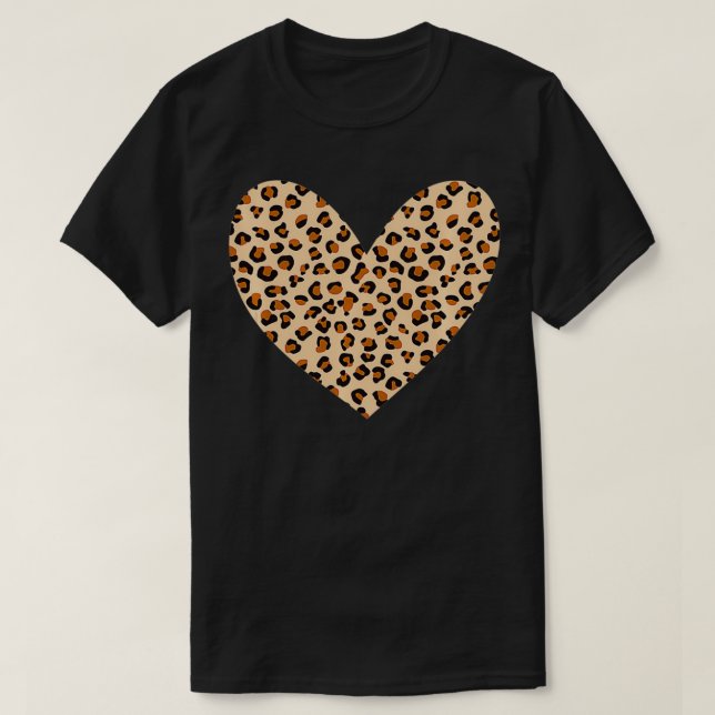 Camiseta Leopard Print Heart  Cheetah Pattern Valentine's D (Frente do Design)