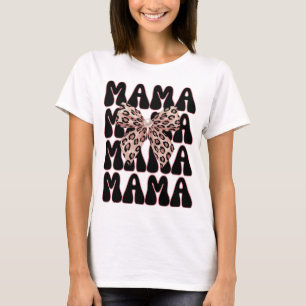 Camiseta Leopard Print Mama Coquette Cheetah Trendy Mãe