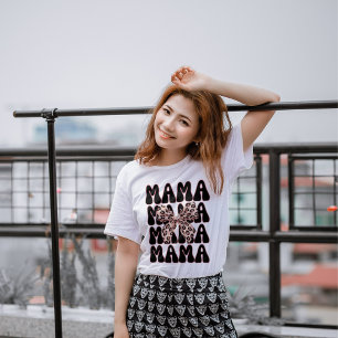 Camiseta Leopard Print Mama Coquette Cheetah Trendy Mãe
