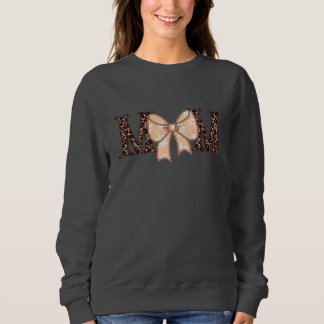 Camiseta Leopard Print Mom Sweatshirt with Coquette Bow