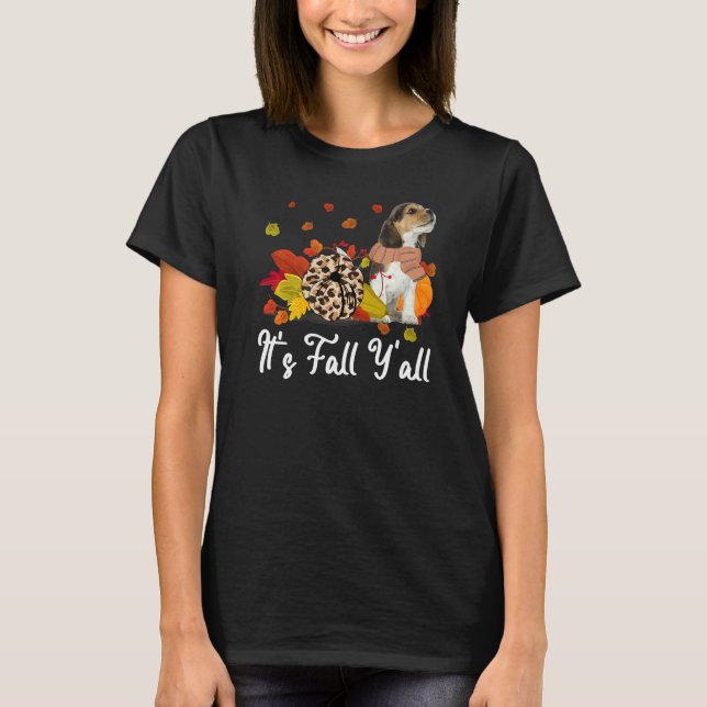 Camiseta Leopard Pumpkin Falling It's Fall Y'all Yellow Bea (Frente)