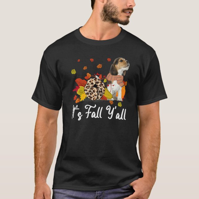 Camiseta Leopard Pumpkin Falling It's Fall Y'all Yellow Bea (Frente)