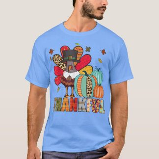 Camiseta Leopard Pumpkin Turquia Cai Folhas Outono Graças