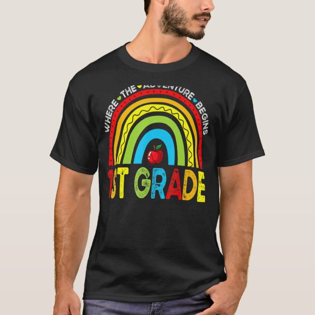 Camiseta Leopard Rainbow 1rua Grau Onde Começa A Aventura (Frente)