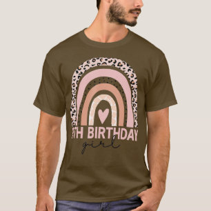 Camiseta Leopard Rainbow 9th Birthday Girl dá 9 anos