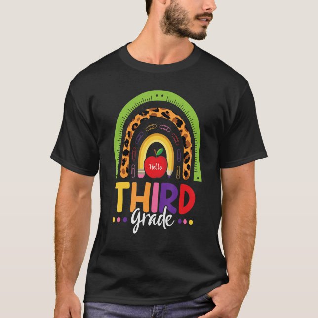 Camiseta Leopard Rainbow Alô Alô Professor De Terceiro Grau (Frente)