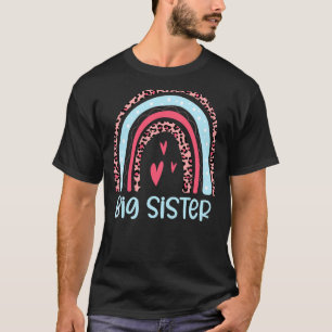 Camiseta Leopard Rainbow Big Sister Anunciando Crianças Men