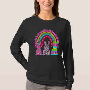 Camiseta Leopard Rainbow Easter Coelho Coelho Trio Cute Hap