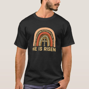 Camiseta Leopard Rainbow Ele É Risen Páscoa Cristã Bonita