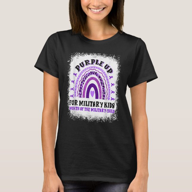 Camiseta Leopard Rainbow Filho Militar Mês Roxo Para Cima (Frente)