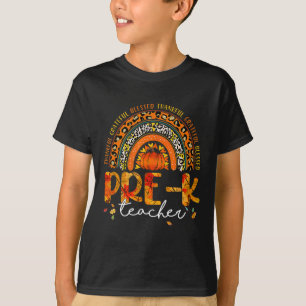 Camiseta Leopard Rainbow Graças Pré-K Professores Obrigados