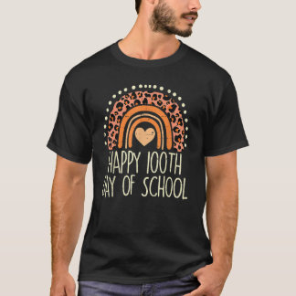 Camiseta Leopard Rainbow Happy 100th Day School Cute 100 Da