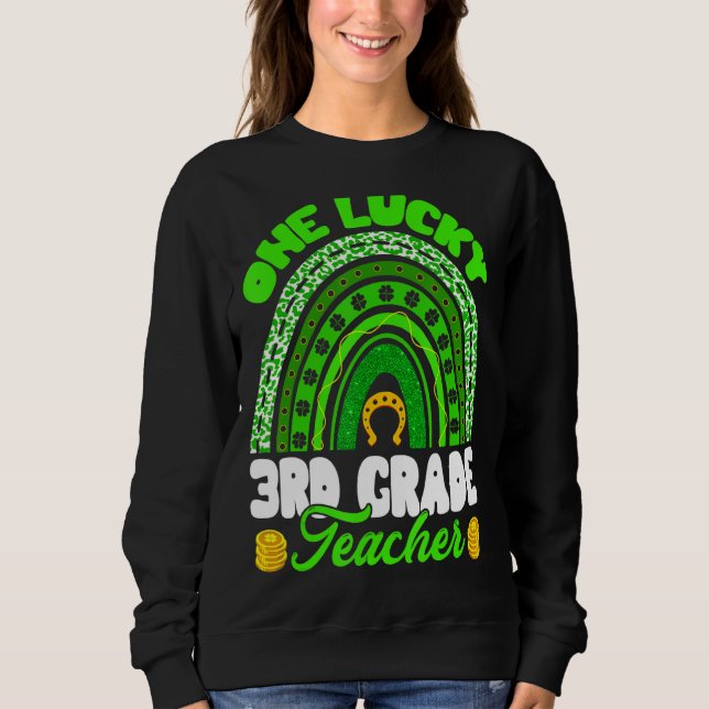 Camiseta Leopard Rainbow One Lucky 3rd Grade Teacher Rua Pa (Frente)