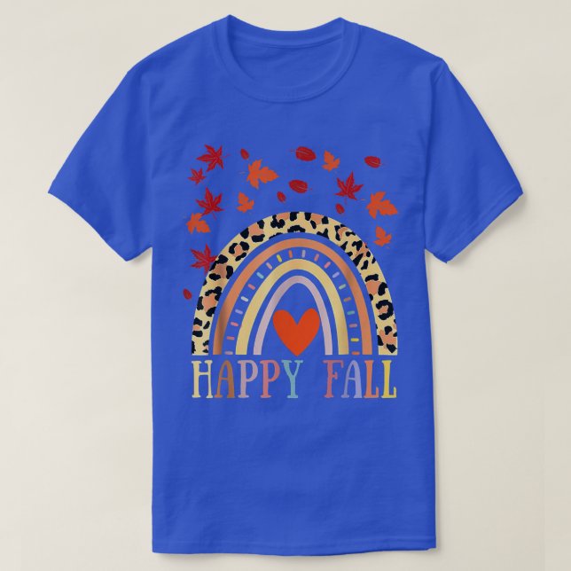Camiseta Leopard Rainbow Peace Heart Fall Maple (Frente do Design)
