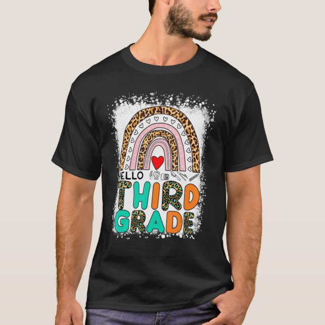 Camiseta Leopard Rainbow Sangrou De Volta À Escola Alô (Frente)
