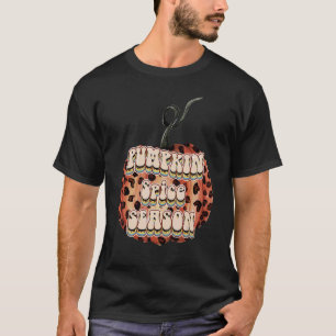 Camiseta Leopard Retro Queda Autumn Pumpkin Spice Season Wo
